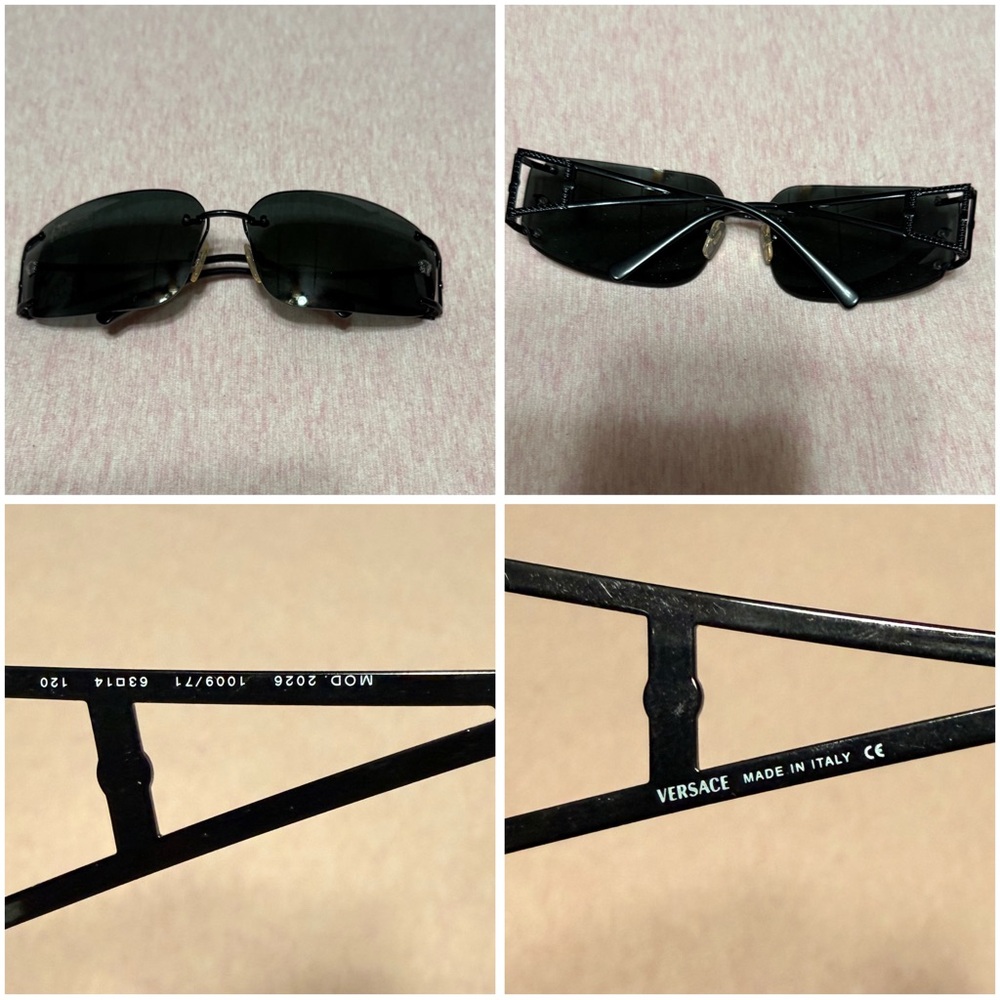 Versace Men’s Black Rimless Sunglasses with Dark Lenses